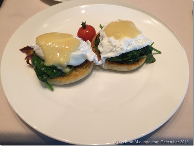 Eggs Benedict served at The Private Room