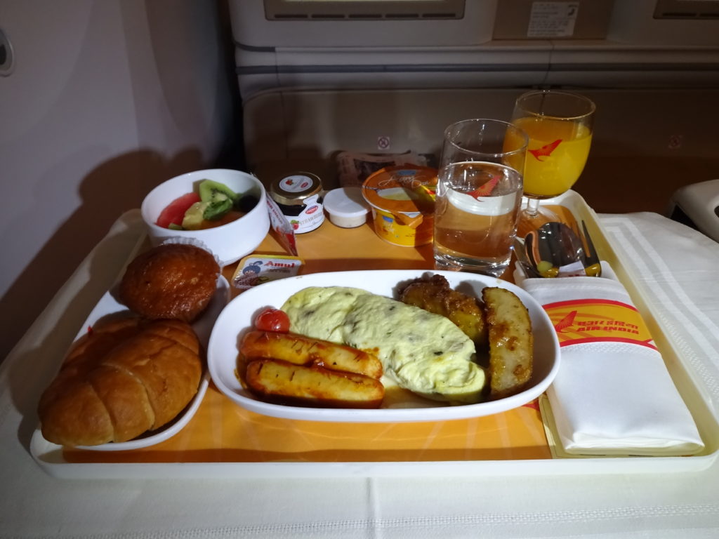 Air India 787-8 Business Class Breakfast