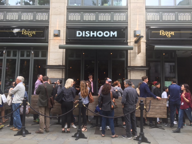 Queues at the Dishoom, Covent Garden outlet at 6 pm