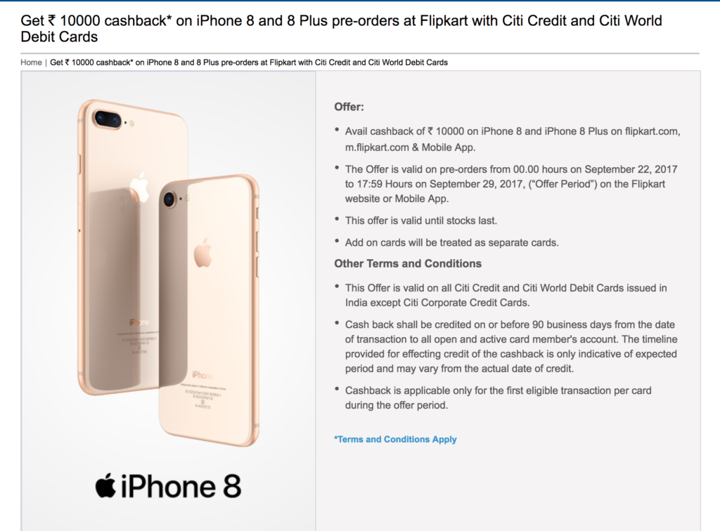 Citibank iPhone 8 cashback