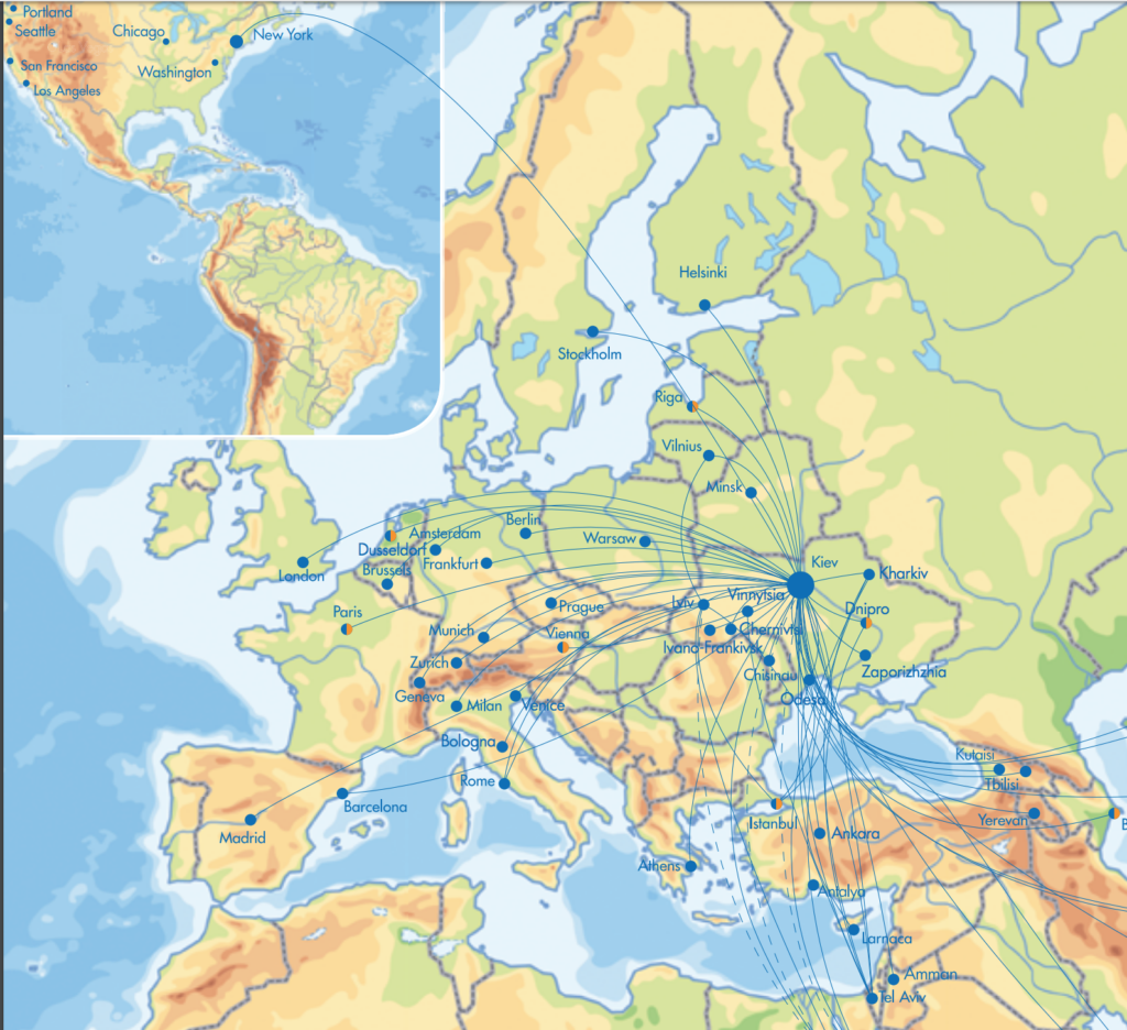 Ukraine Airlines routemap