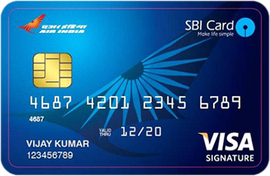 a blue credit card with a blue and white design