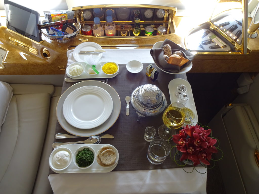 a table with plates and food on it