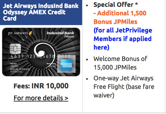 Jet Airways IndusInd Bank Odyssey Amex Credit Card