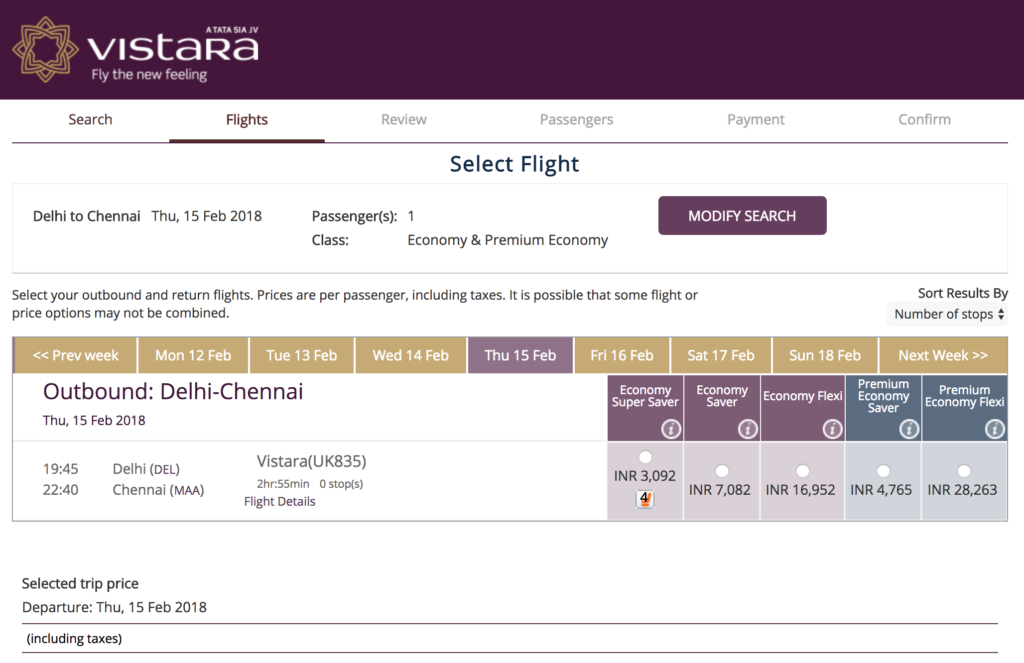 Vistara to Chennai now on sale