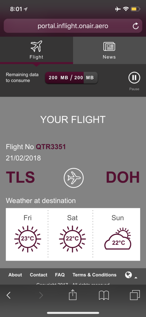 Qatar Airways OnAir Internet