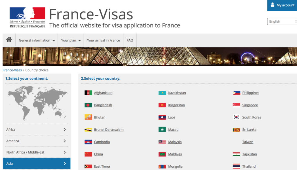 French Visa website