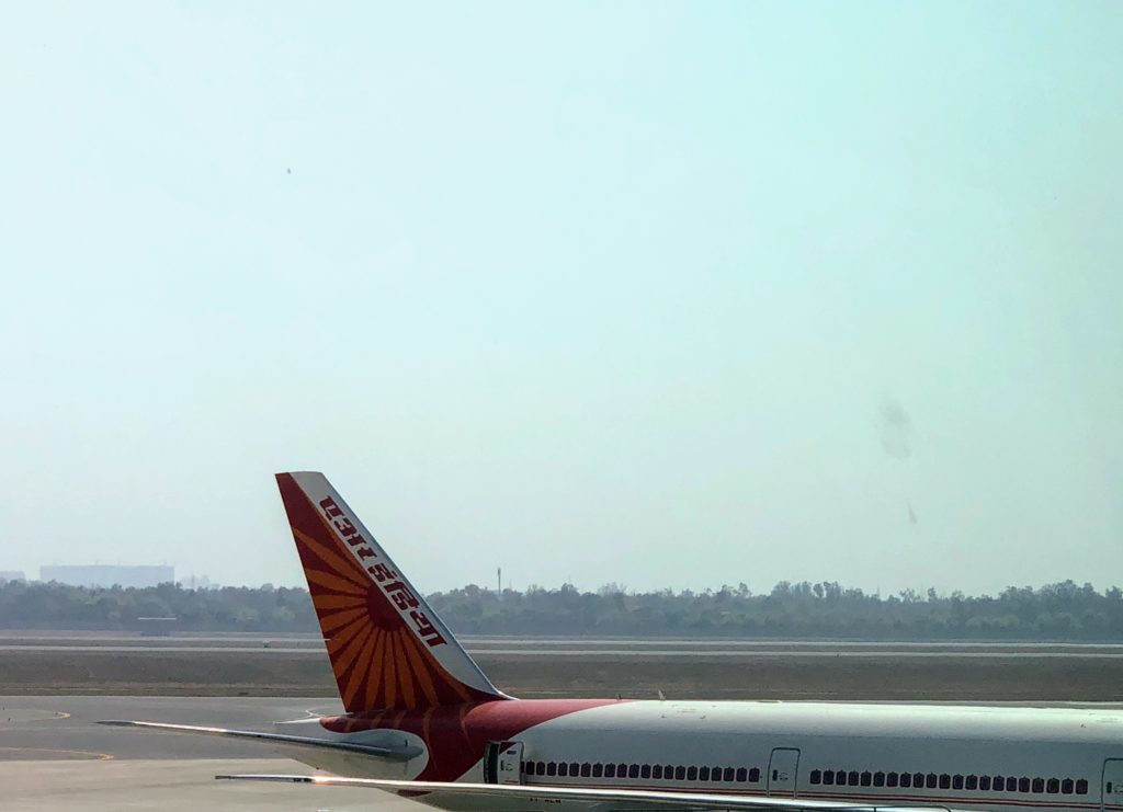 Air India Boeing 777 at Delhi Airport Terminal 3