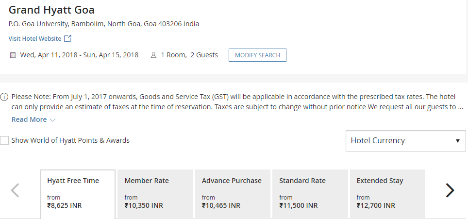 Great rates at the Grand Hyatt Goa
