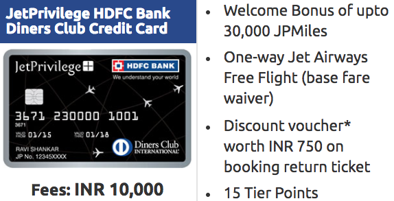 JetPrivilege HDFC Bank Diners Club Credit Card