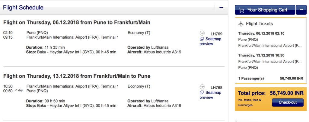 Pune to Frankfurt