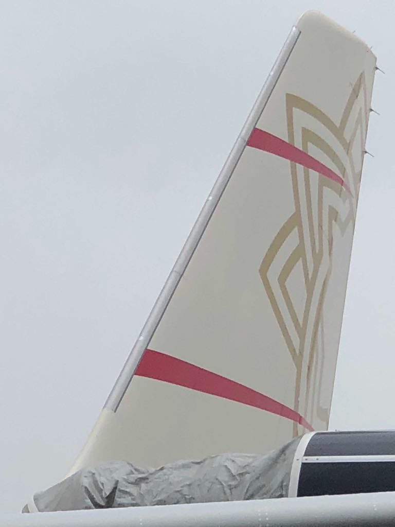 a white and red airplane wing