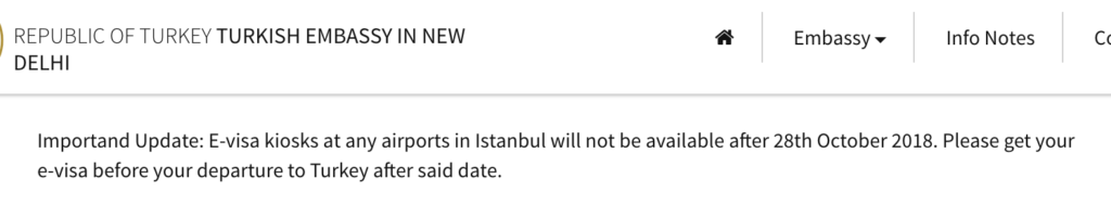 Turkey E Visa at Airport discontinued