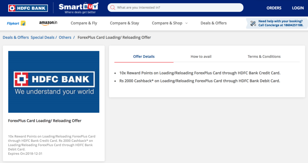 Hdfc forex reload offer