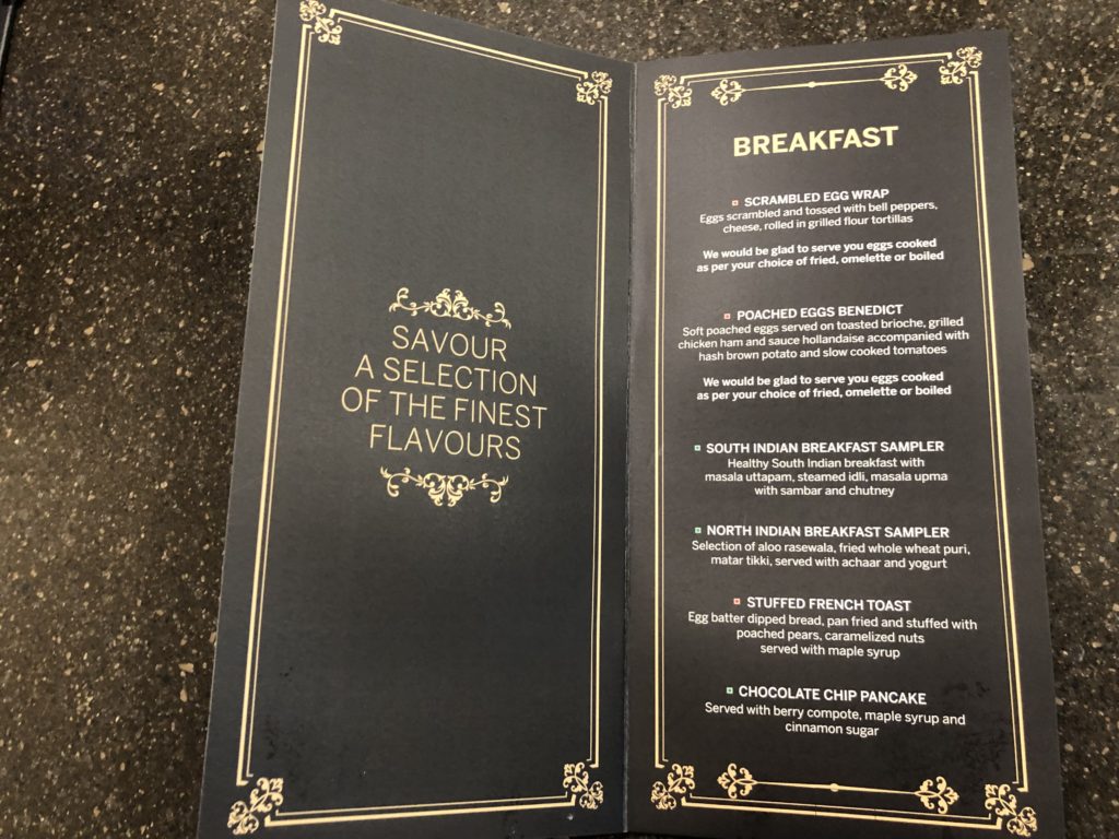 a menu of breakfast and breakfast