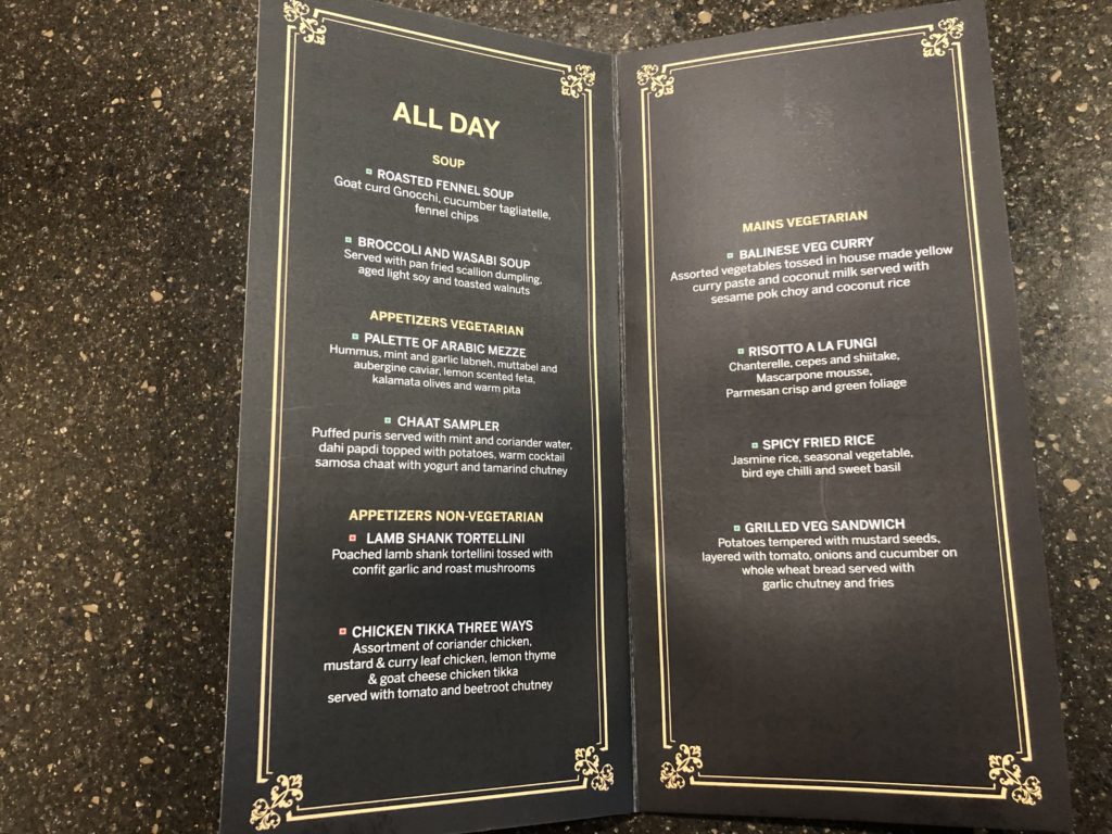 a black menu with white text