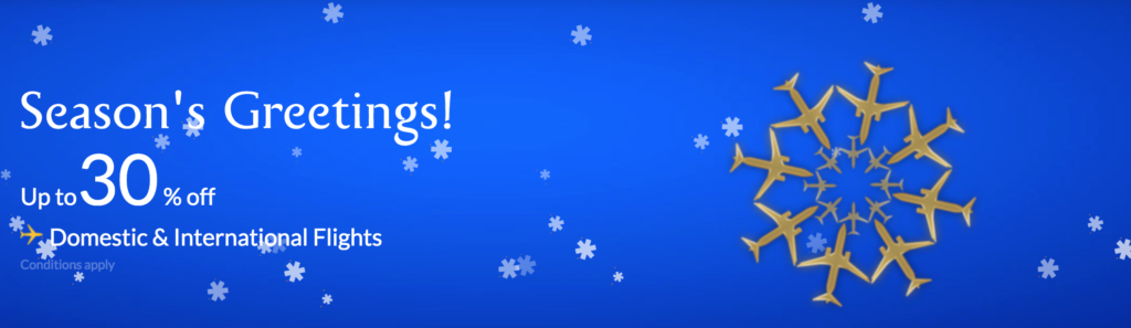 a blue background with white text and snowflakes