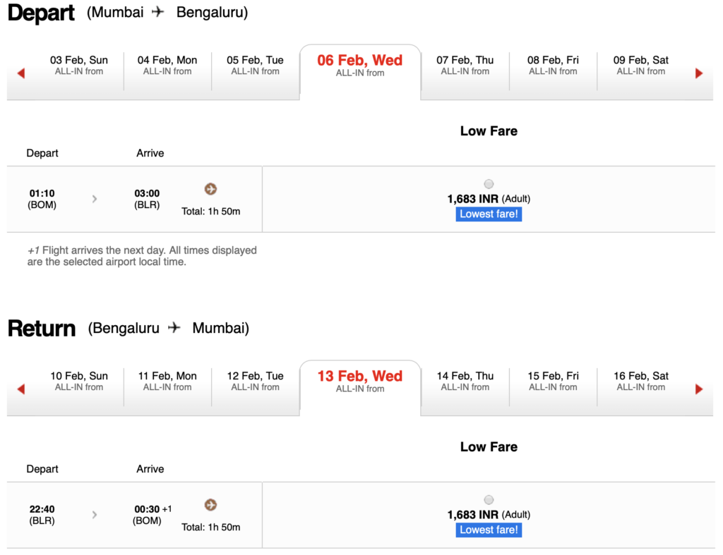 AirAsia India Mumbai to Bengaluru