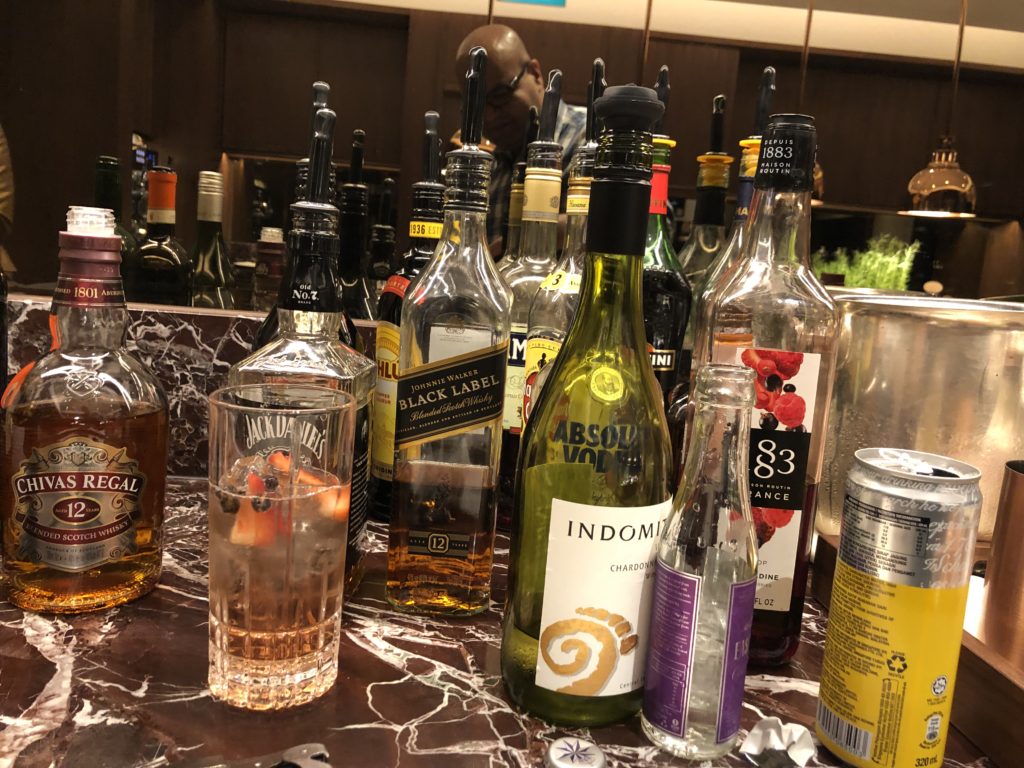 a group of bottles on a table