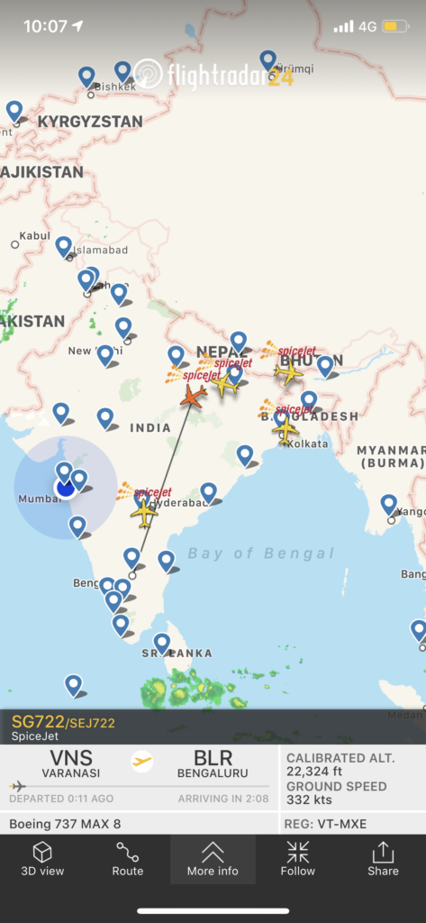 a map of india with blue pins