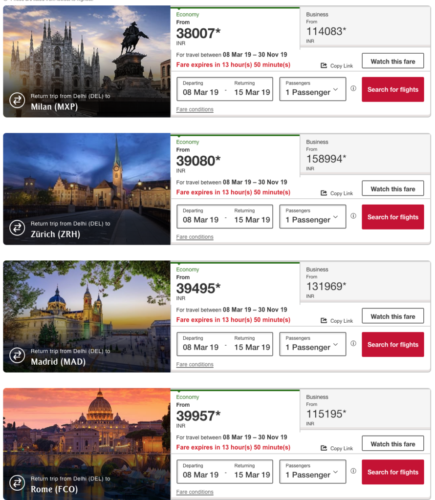 Emirates Sale from India