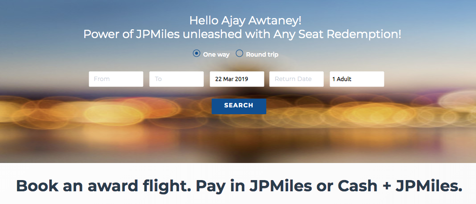 Redeem JPMiles for Flight Booking