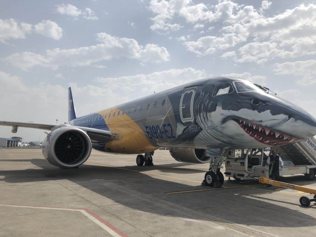 a plane with a shark painted on it