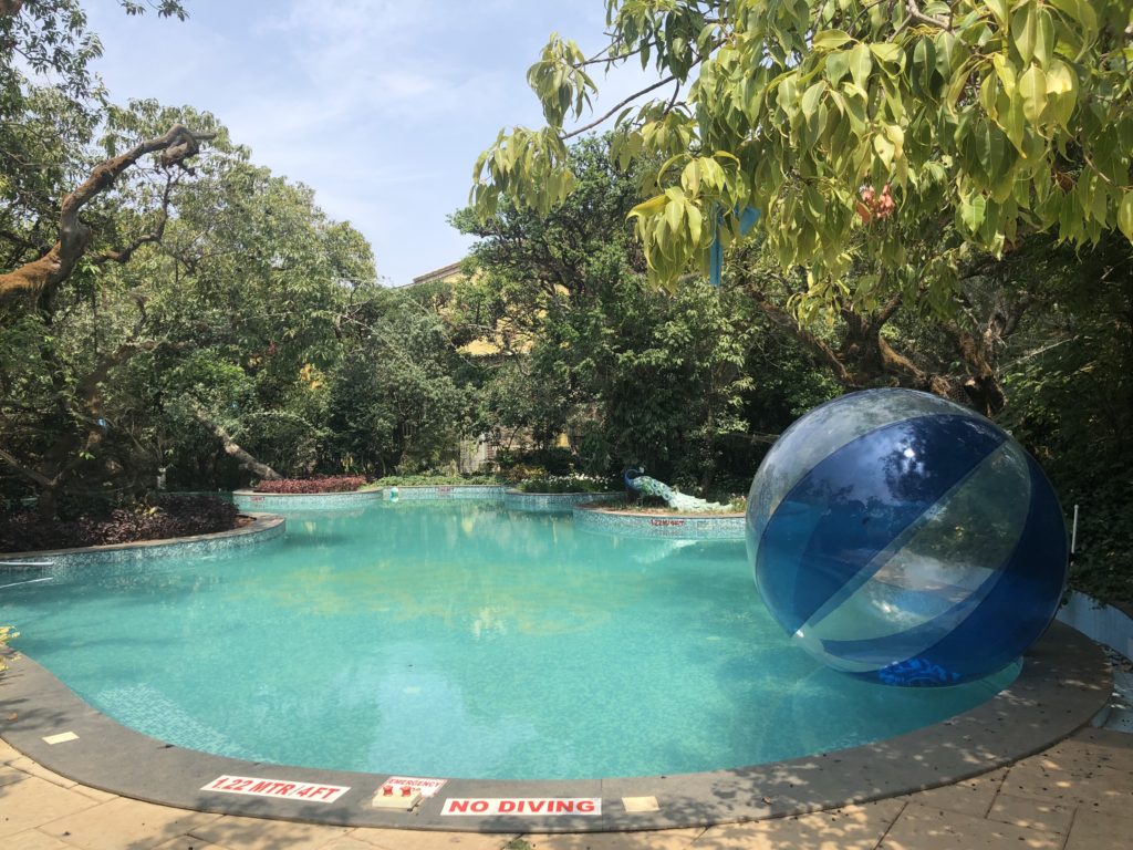 a pool with a large ball in it