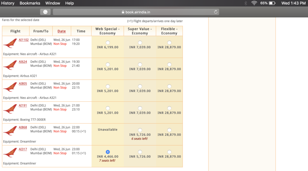 Air India discount