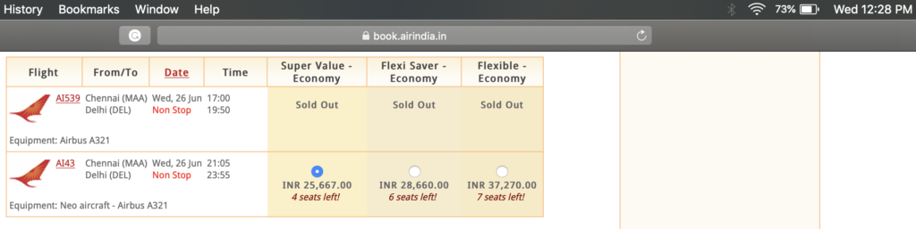 Air India discount
