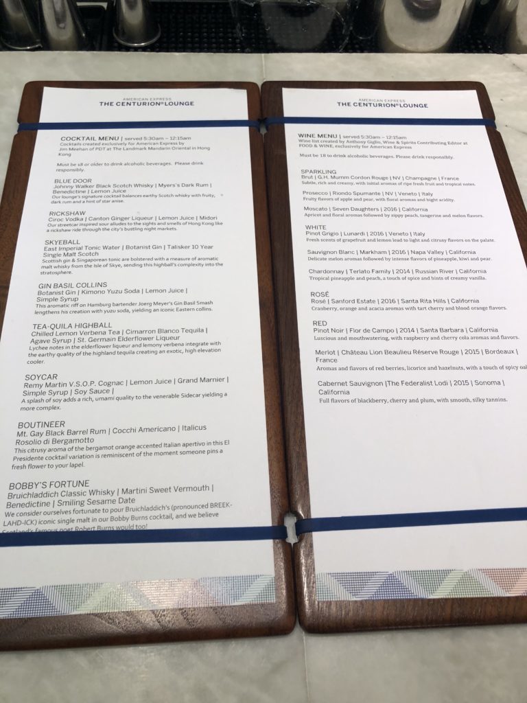 a menu with blue bands