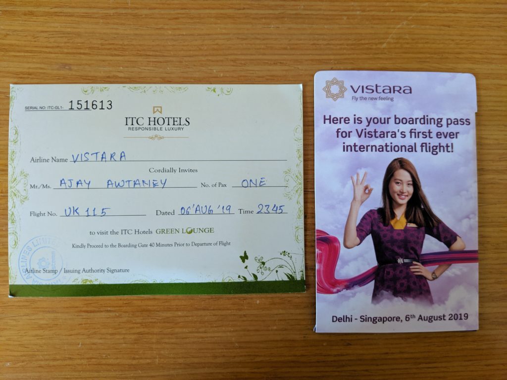 a card and a ticket on a table